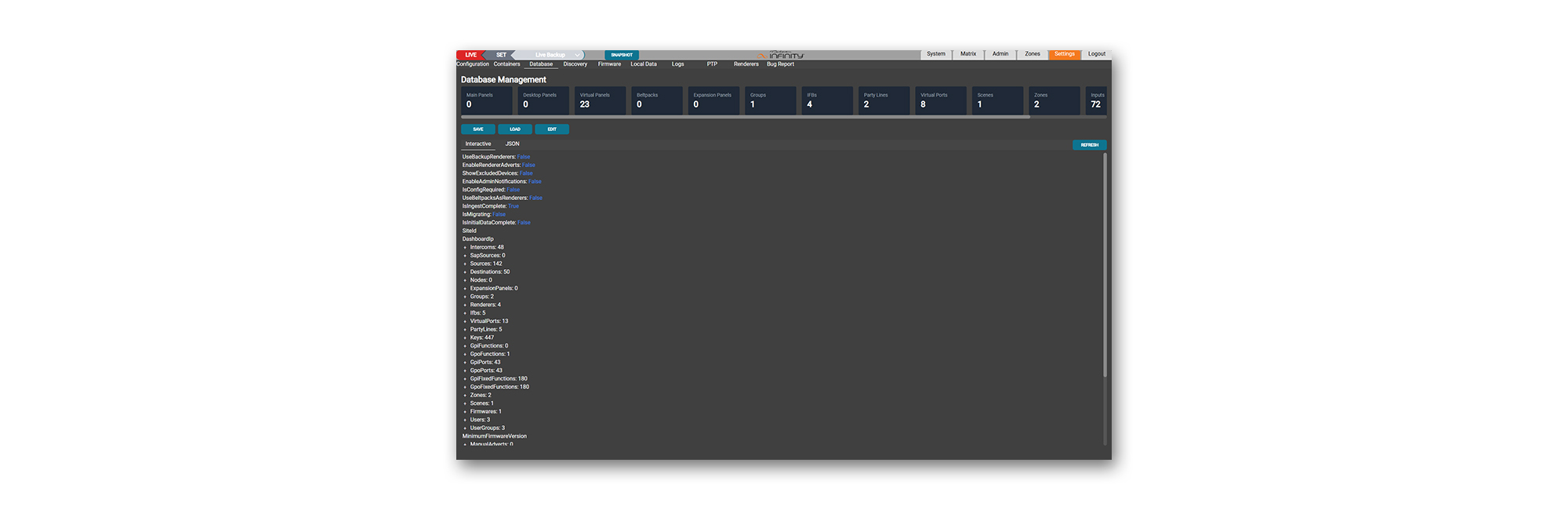 Telos Infinity IP Intercom Dashboard Enterprise Software